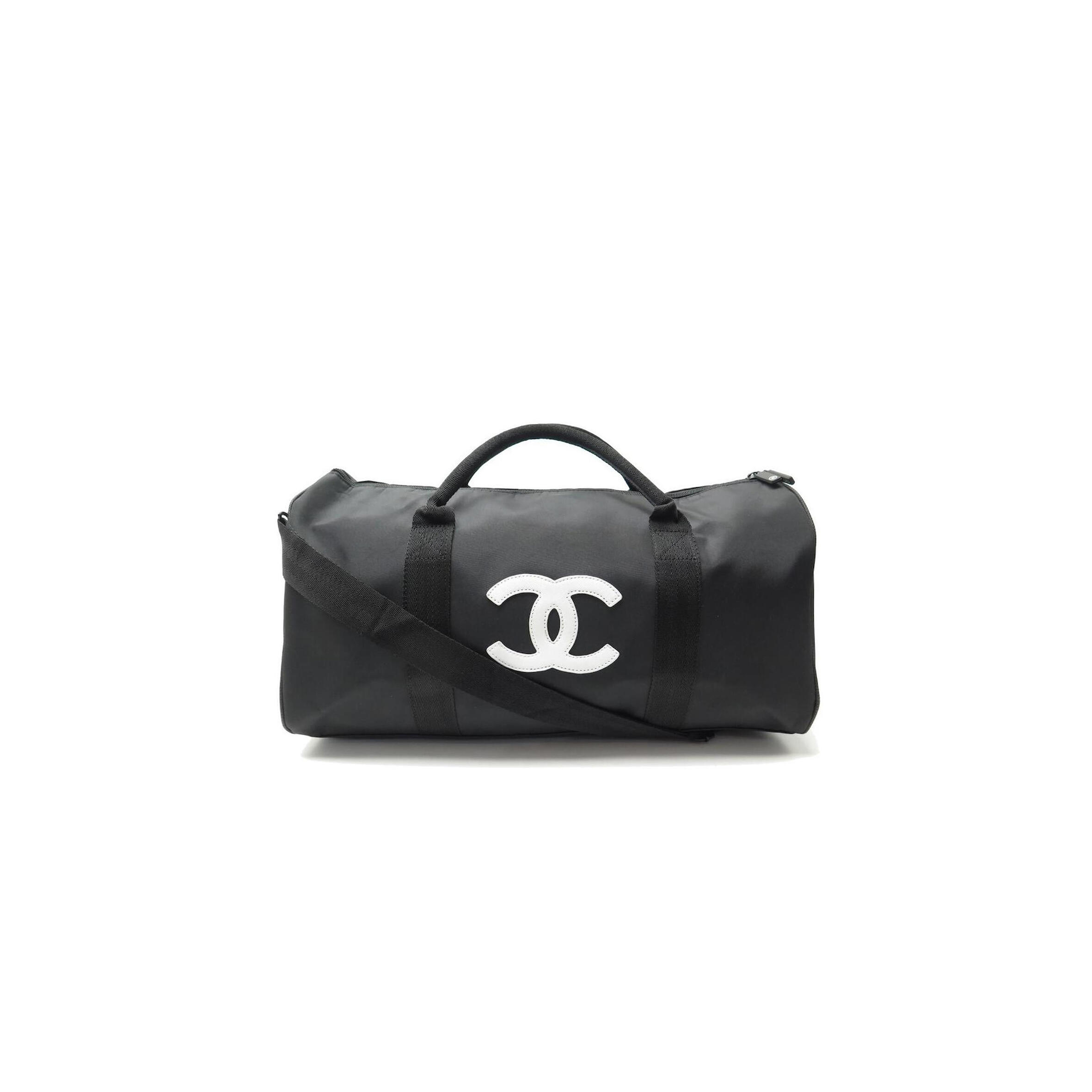 CHANEL BLACK CANVAS LOGO CC SPORT BAG AS3533 (45*25*21cm)